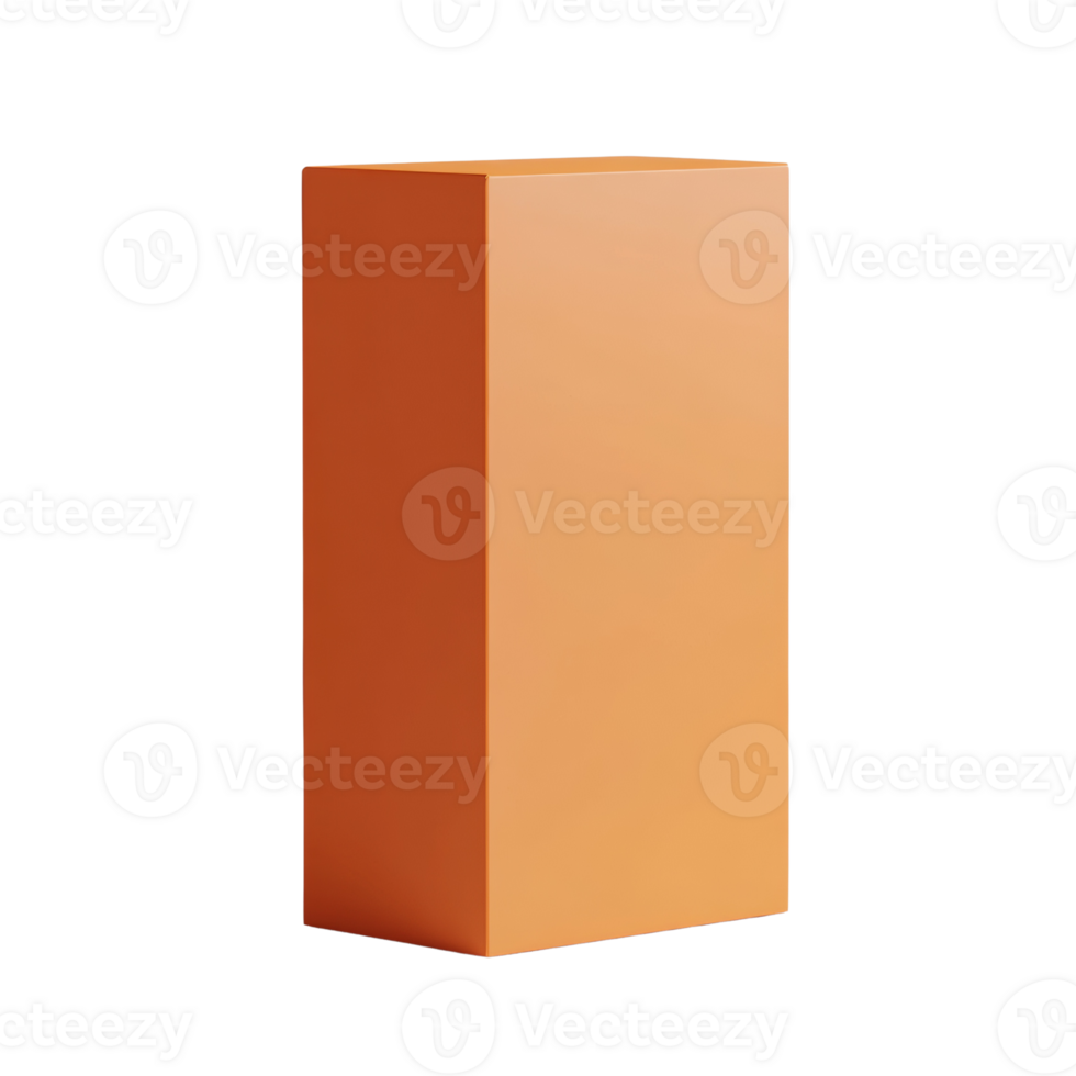 Minimalist orange box on transparent background, a contemporary geometrical artwork png