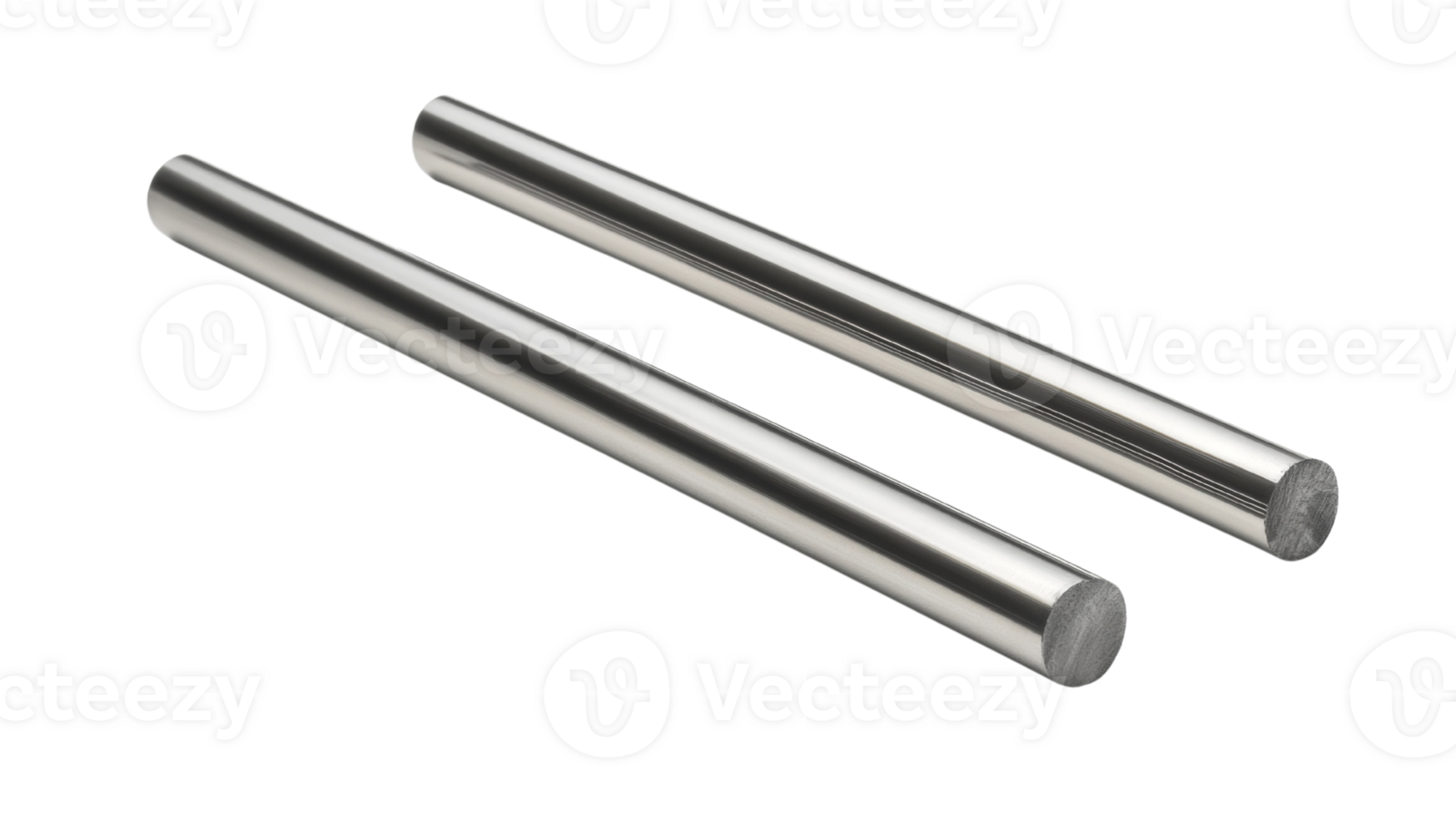 Sleek metal rods reflecting light on isolated transparent, ideal for industrial design and technology themed projects png