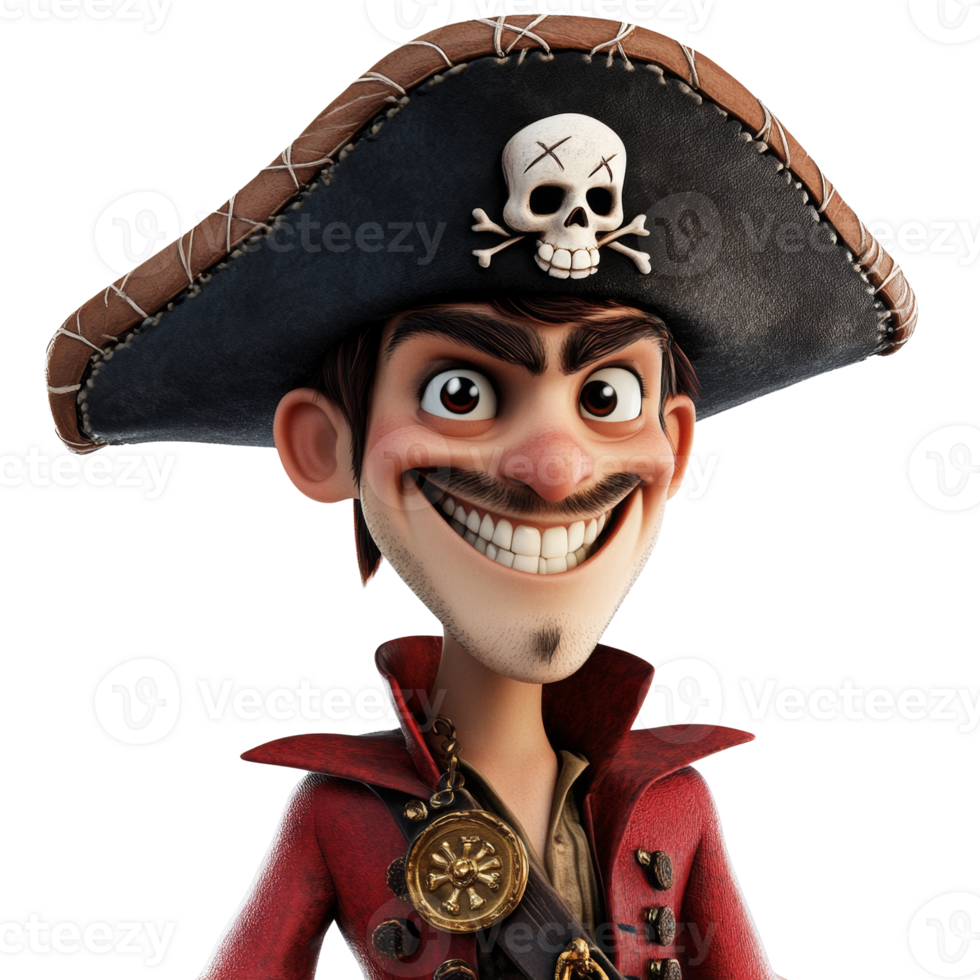 Stylized pirate character portrait evoking adventure and playful mischief design png