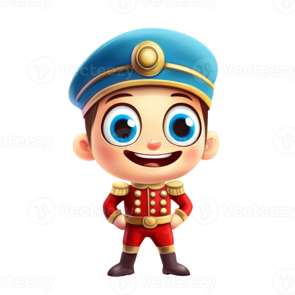 Whimsical cartoon guard with joyful expression illustration isolated on background png