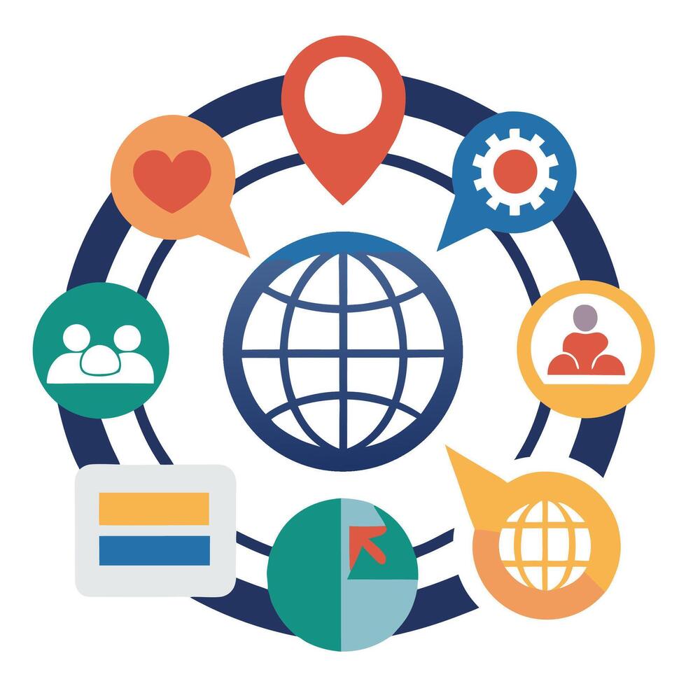 Creative logo design for translation services showcasing global communication and connection elements in a vibrant and engaging layout vector