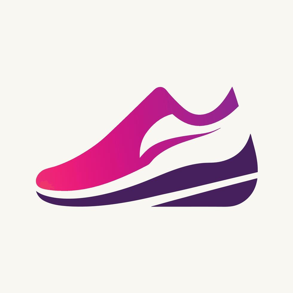 Stylish logo design for modern shoe store showcasing a sleek minimalist sneaker silhouette in vibrant colors vector