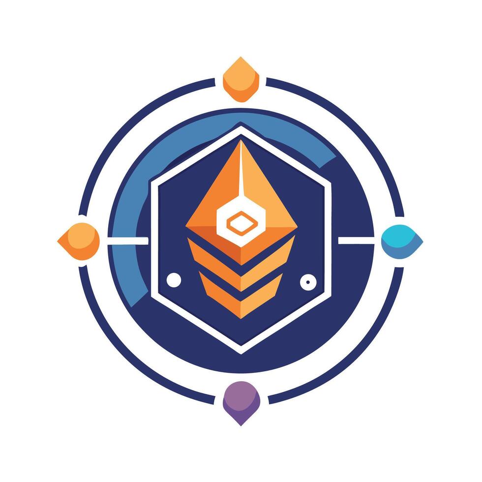 Modern minimalist logo design featuring geometric shapes for a cryptocurrency exchange depicted against a clean white background in a vibrant color scheme vector