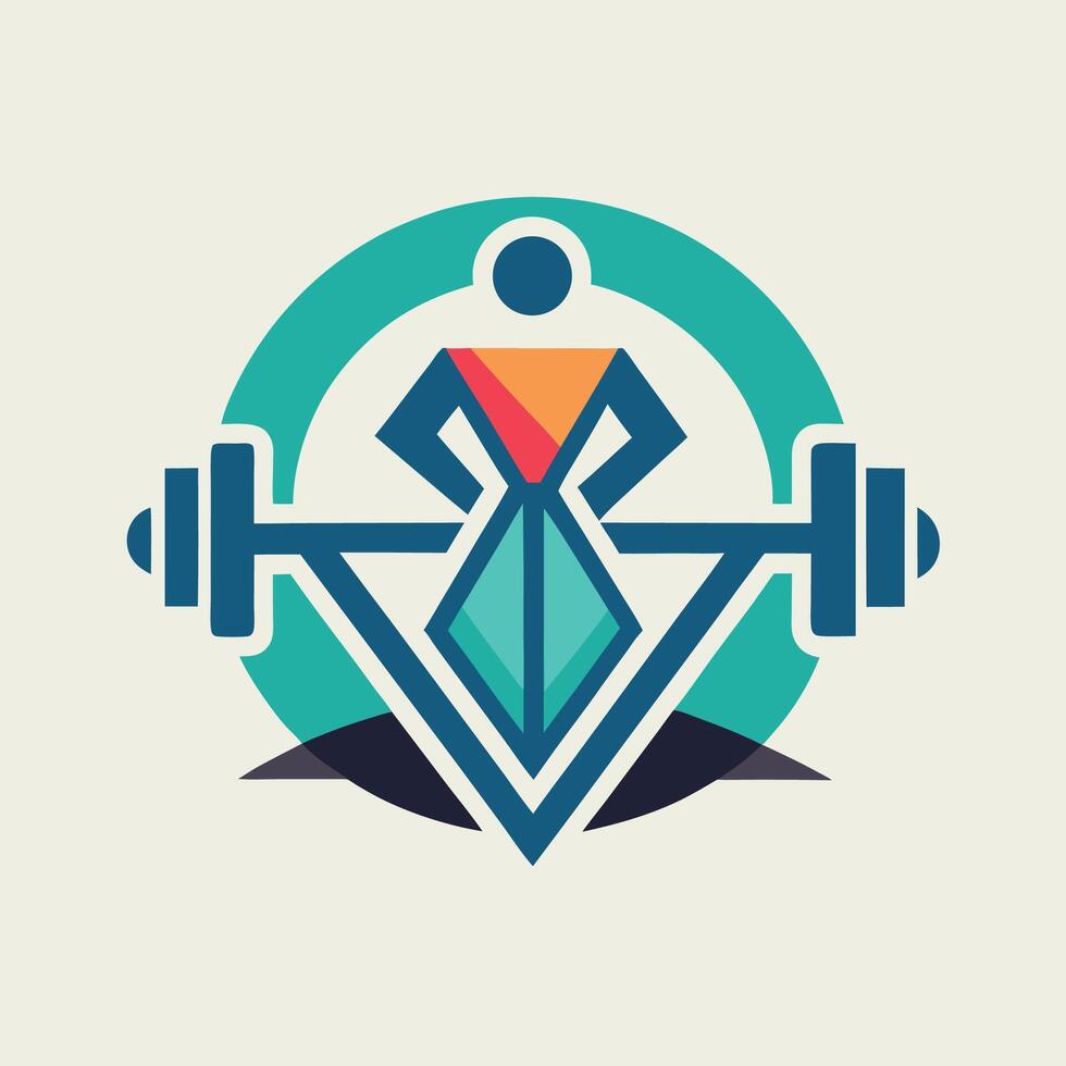 Minimalist logo design for a personalized fitness platform featuring a stylized figure lifting weights vector