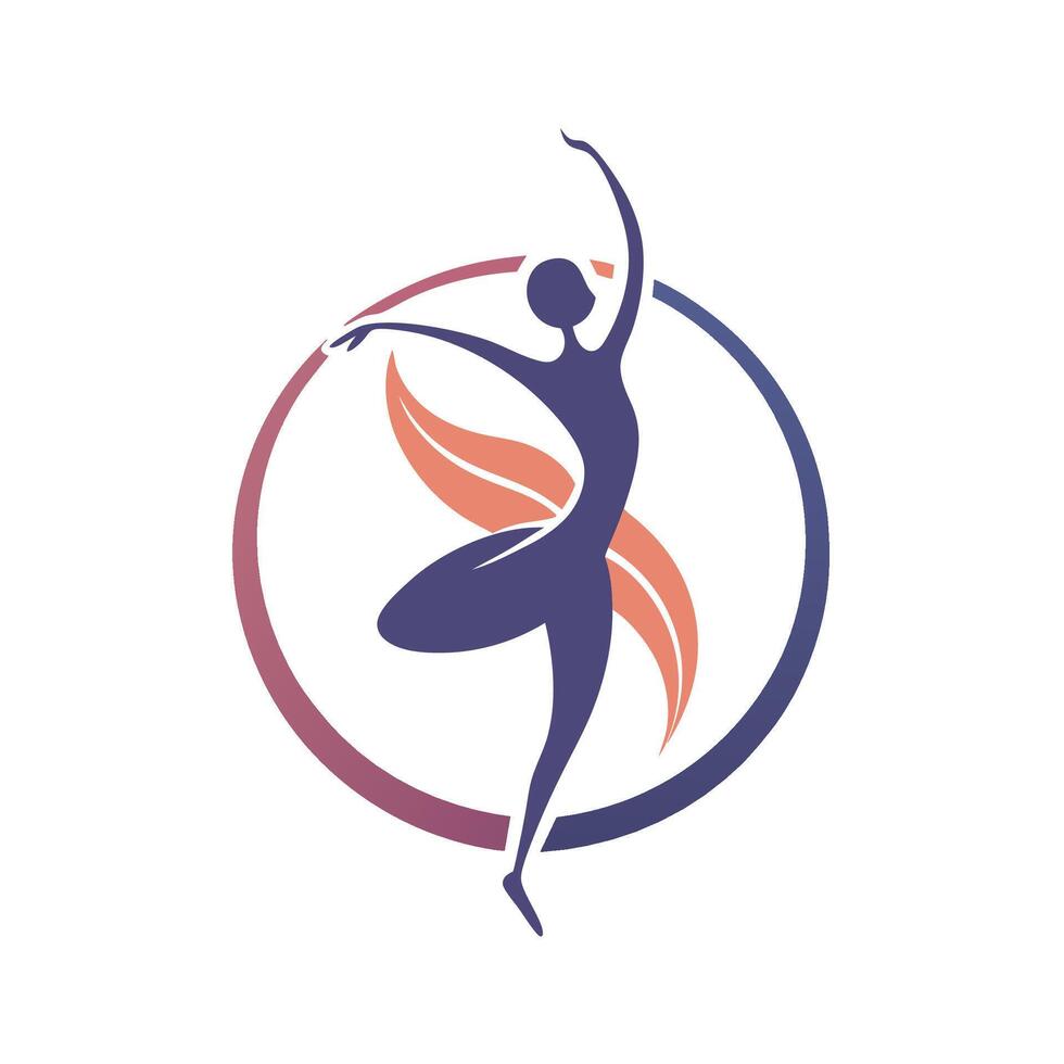 Elegant logo design for a dance studio featuring a graceful figure in motion representing creativity and artful movement in contemporary dance vector