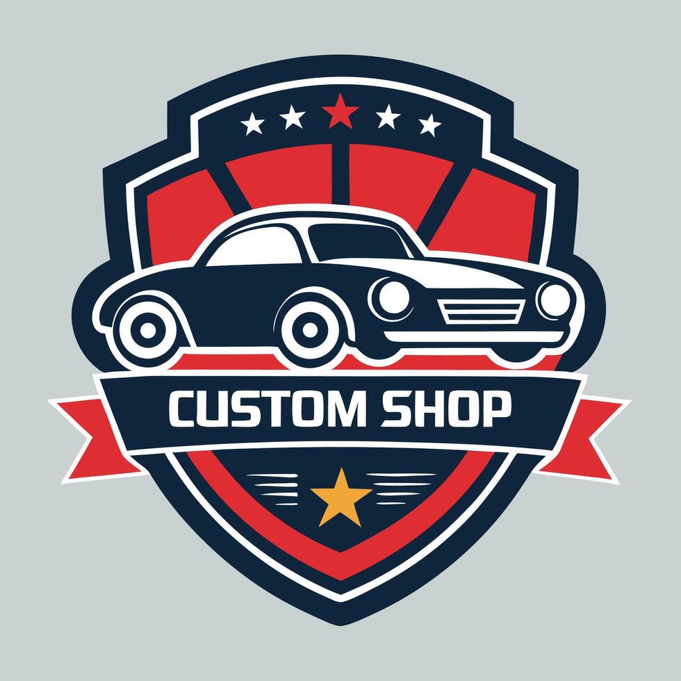 Creative logo design for custom car shop showcasing unique automotive artistry and craftsmanship vector