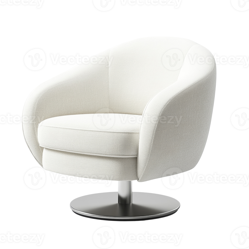 Elegant ivory swivel chair, showcasing luxurious comfort and modern design aesthetic with a minimalistic style png