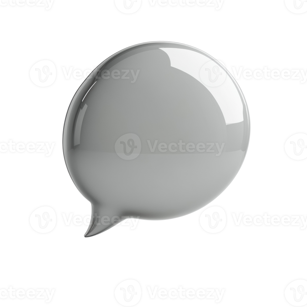 Glossy monochrome speech bubble reflecting light creating a minimalist abstract illustration png