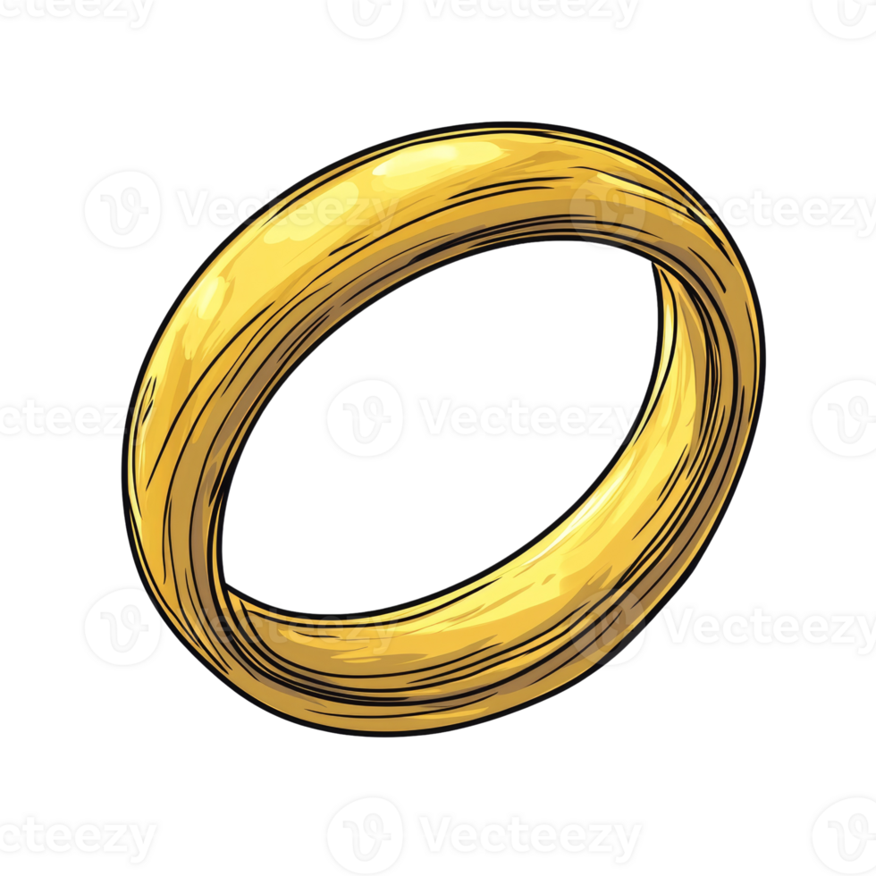 Luminous golden ring casting radiance, a circular emblem of precious value and eternal allure png
