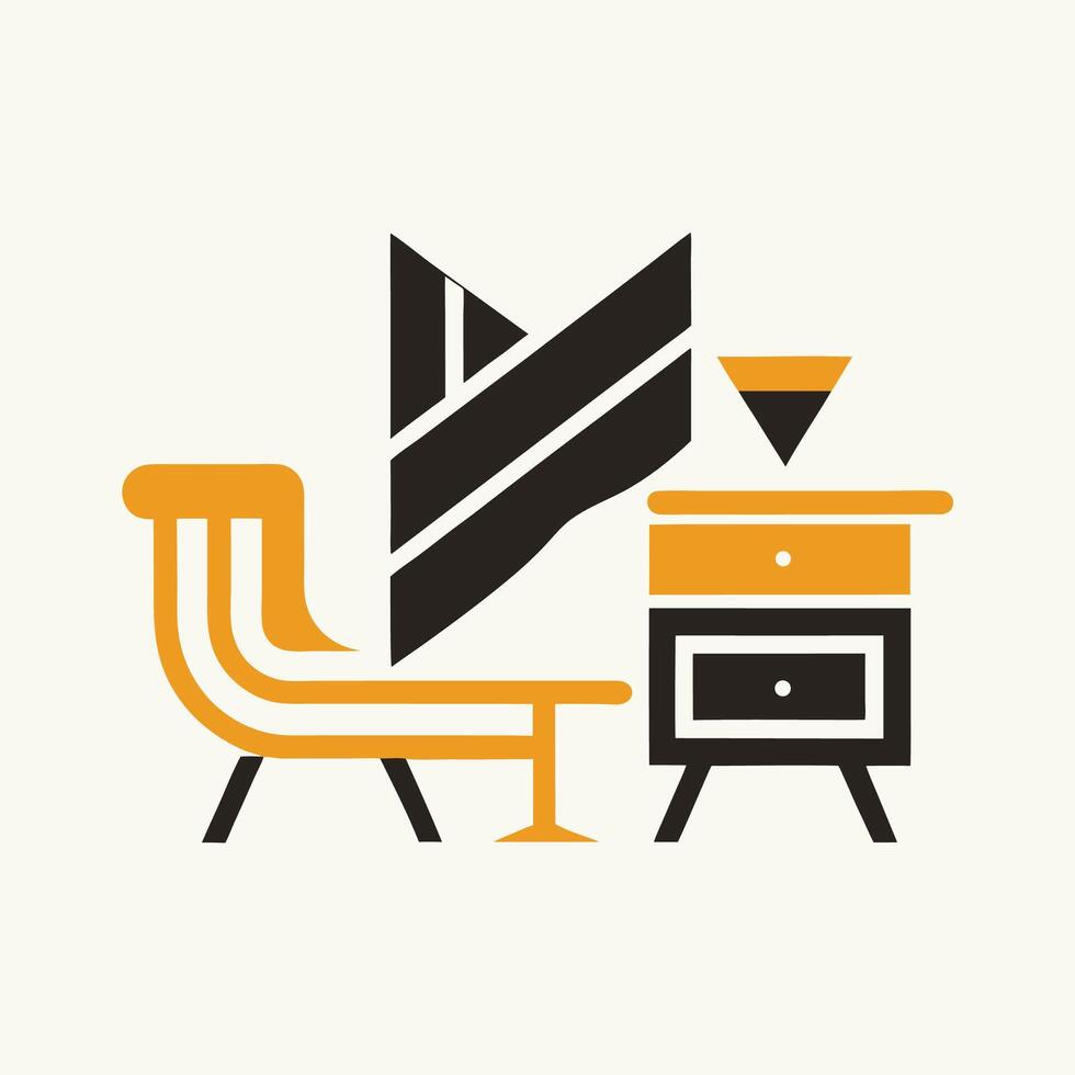 Minimalist furniture logo design showcasing modern craftsmanship with elements of style and elegance for a contemporary furniture manufacturer in a creative setting vector