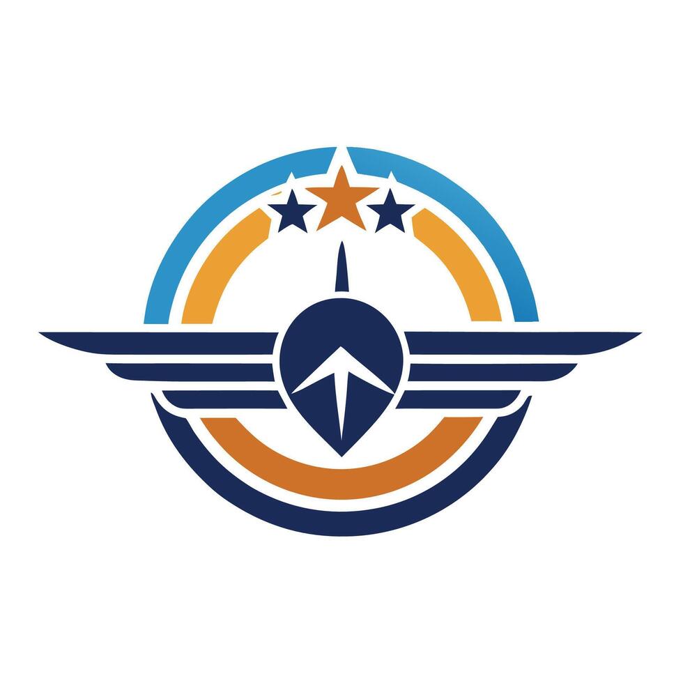 Educational minimalist logo showcasing aviation training with stylized wings and stars in vibrant colors vector
