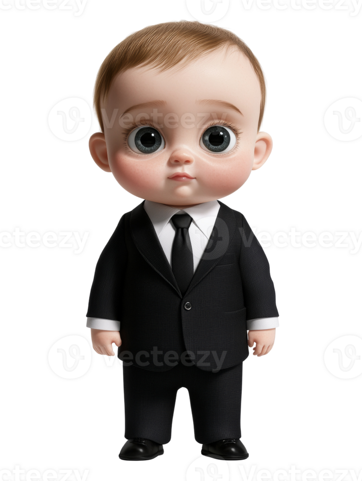 Whimsical rendition of a toddler entrepreneur, embodying ambition and innocence png