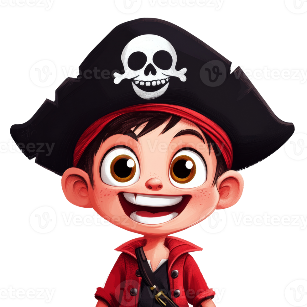 Whimsical Pirate Character Portrait Depicting Playful Adventure and Fantasy Realm png