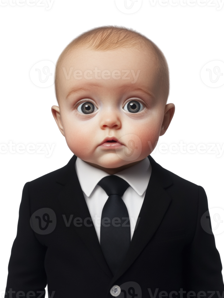 Infant prodigy in formal attire embodies a sense of youthful ambition png