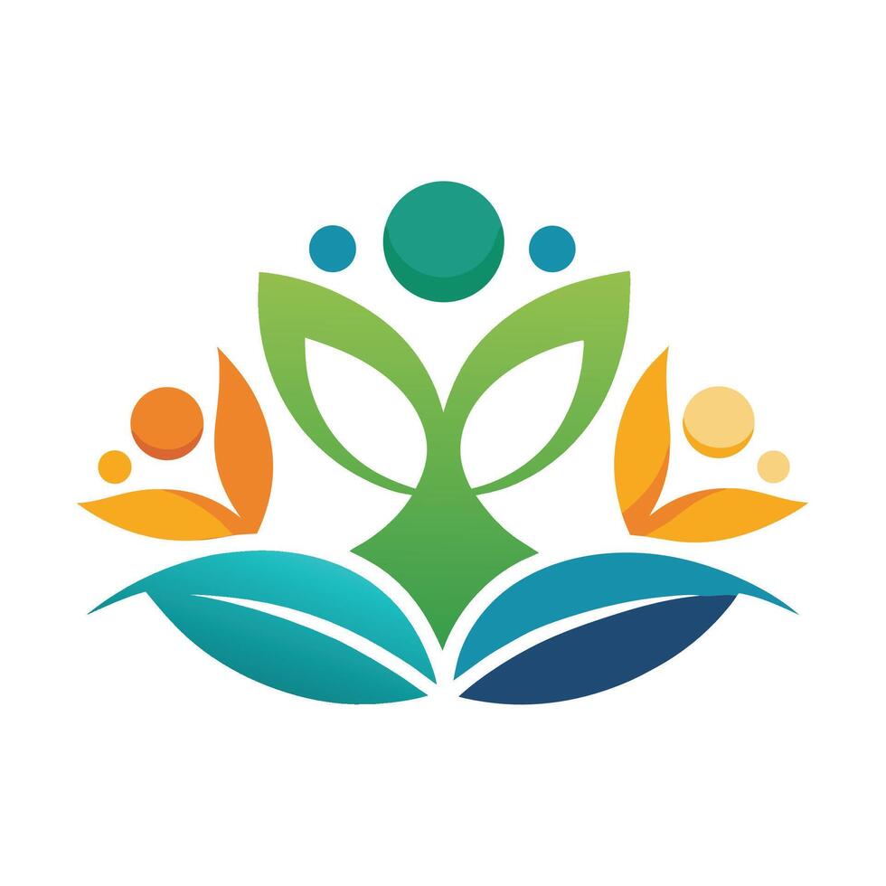 Connected minimalist logo design representing a wellness community focused on growth, harmony, and holistic health for individuals vector