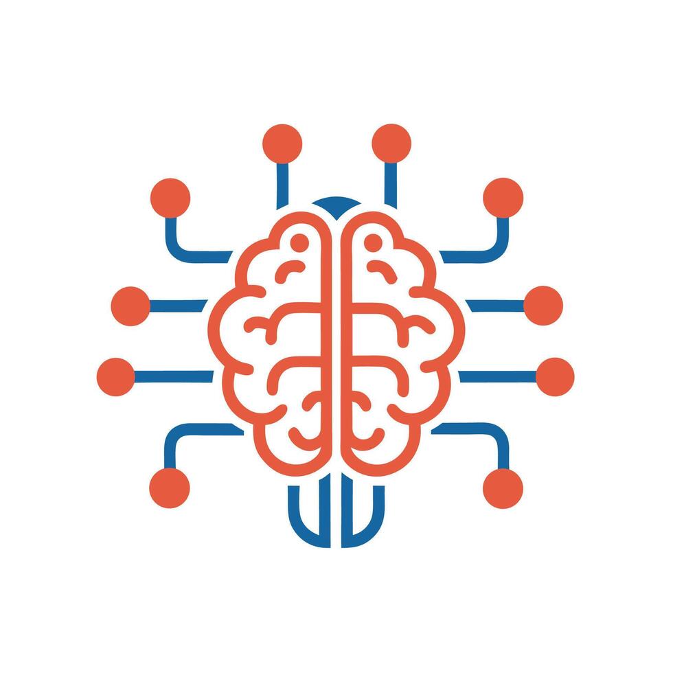 Modern minimalist logo design showcasing a neuromorphic chip inspired by brain structure, representing advanced technology and innovation in artificial intelligence vector