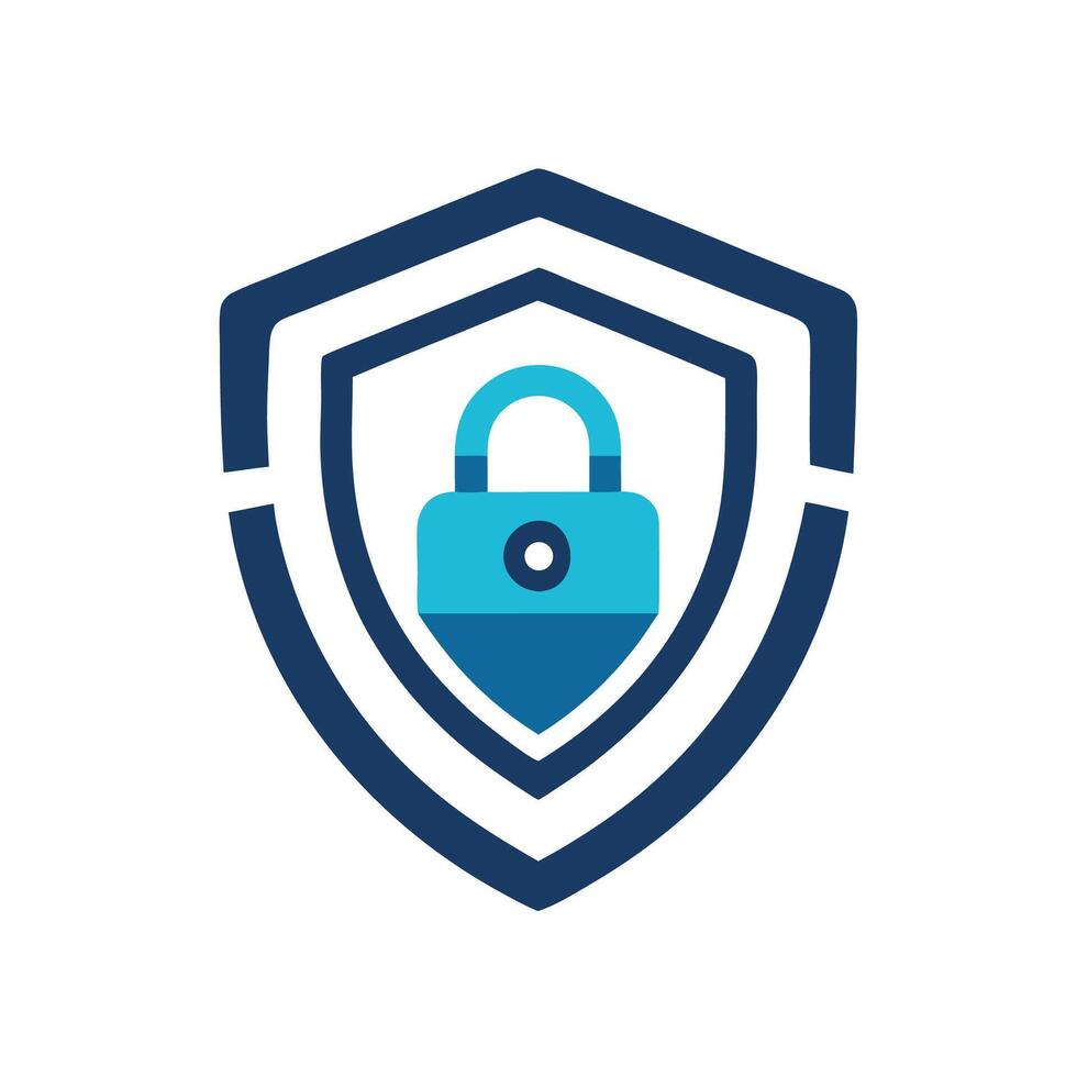 Minimalist logo design for cybersecurity services company highlighting security themes through simple shapes and color palette vector