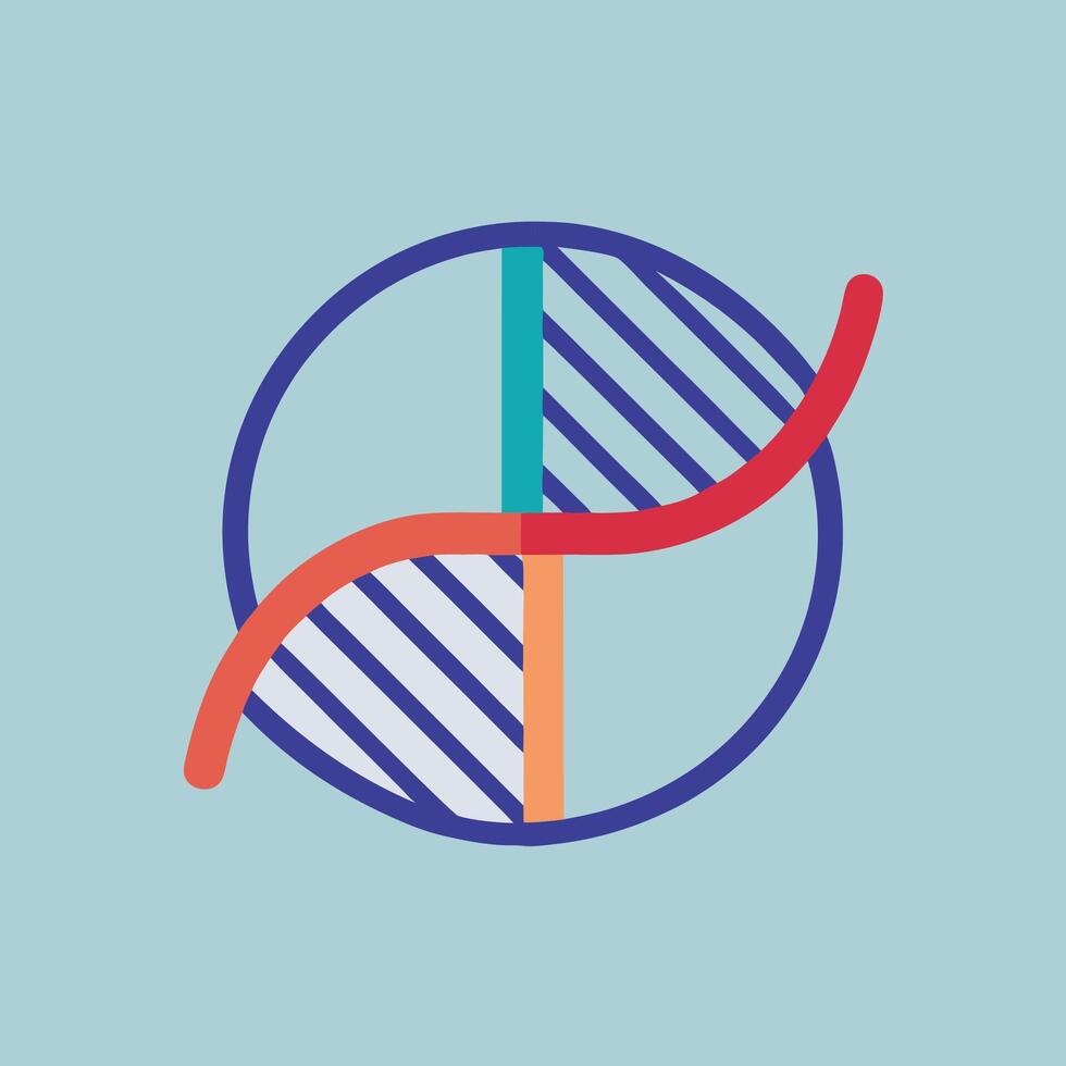 Minimalist logo representing crispr gene editing research with symbolic geometric shapes and vibrant colors vector