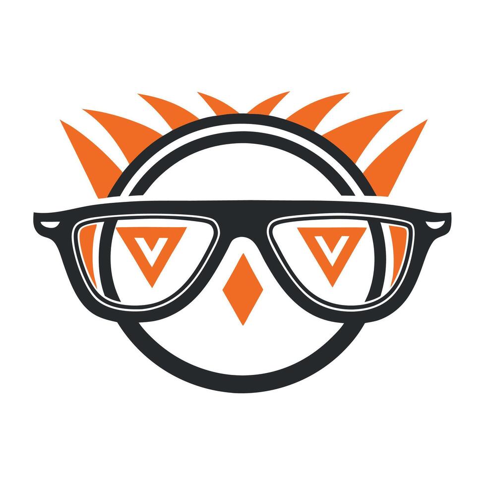 Contemporary logo design for an eyewear brand featuring distinctive graphic elements and a unique combination of colors vector