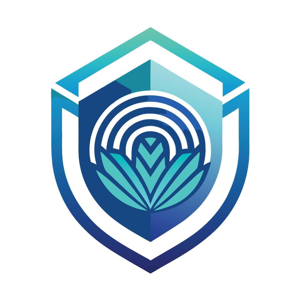 Modern logo design showcasing biometric authentication technology with stylized elements and a shield motif representing security and innovation vector