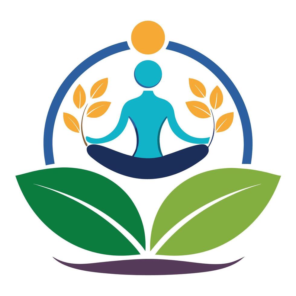 Balanced logo designed for a holistic medicine practice showcasing elements of wellness and nature vector