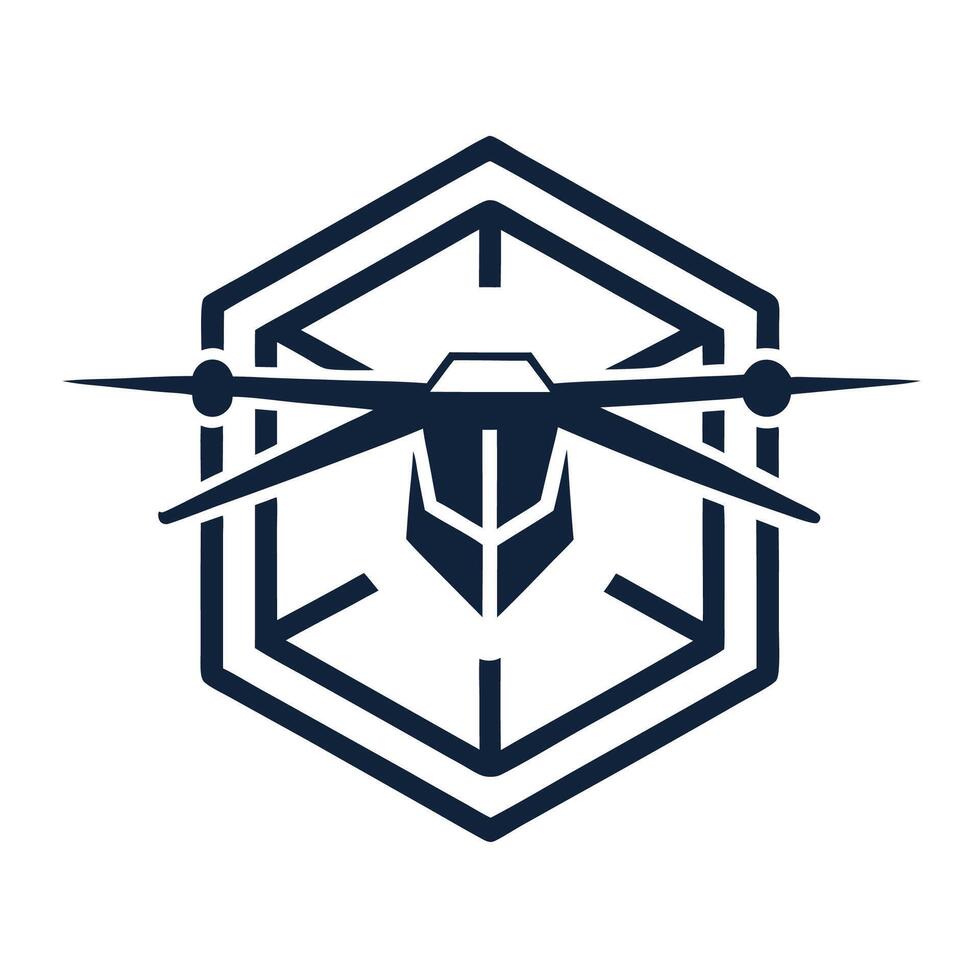 Sleek minimalist logo representing a drone surveillance station with dynamic design elements emphasizing aerial technology vector