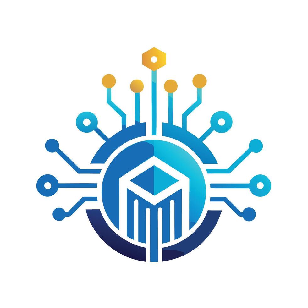 Impactful logo design representing innovation and technology with a modern aesthetic featuring interconnected elements and symbolic representation of progress vector