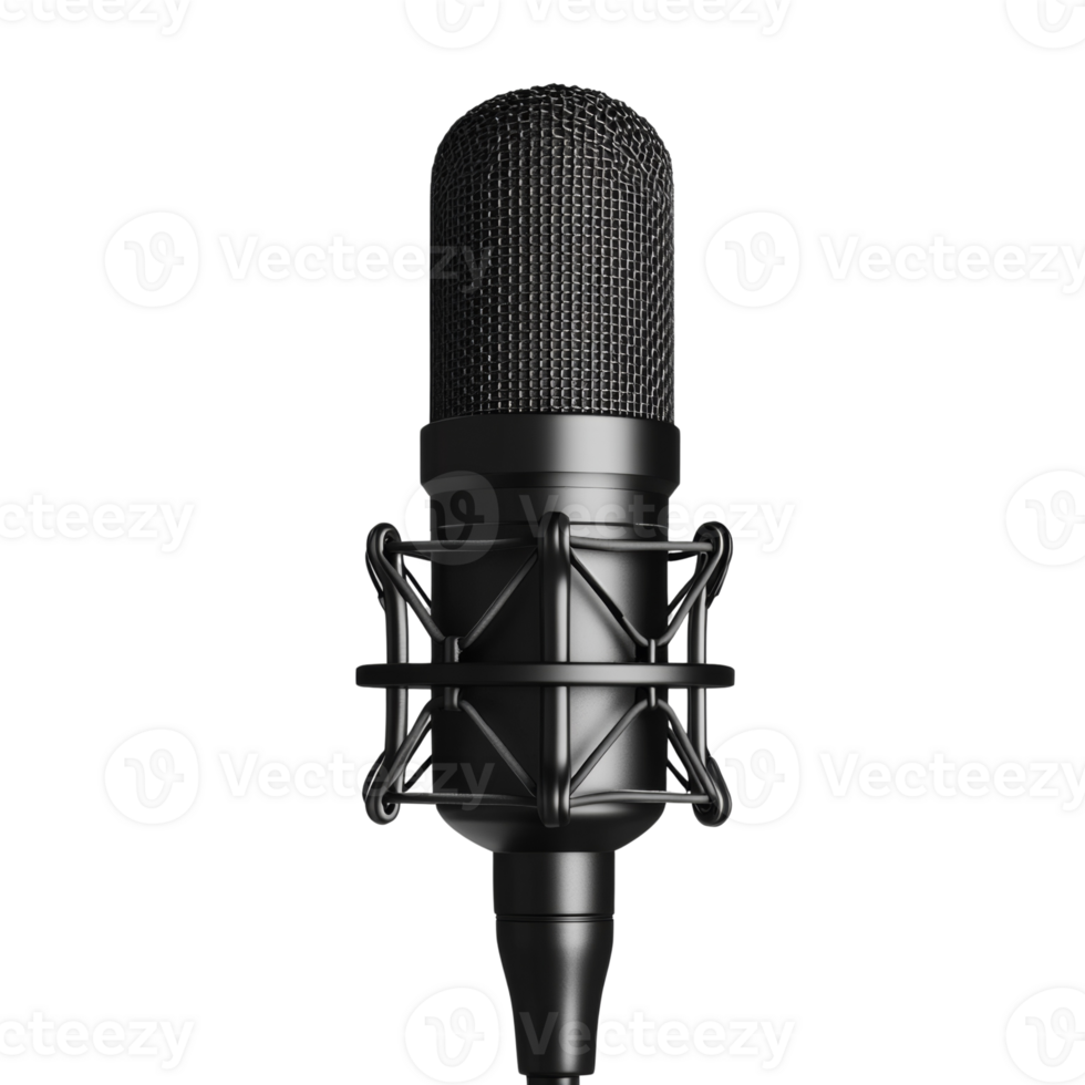 Studio microphone capturing crystal-clear audio in a sleek, isolated scene png