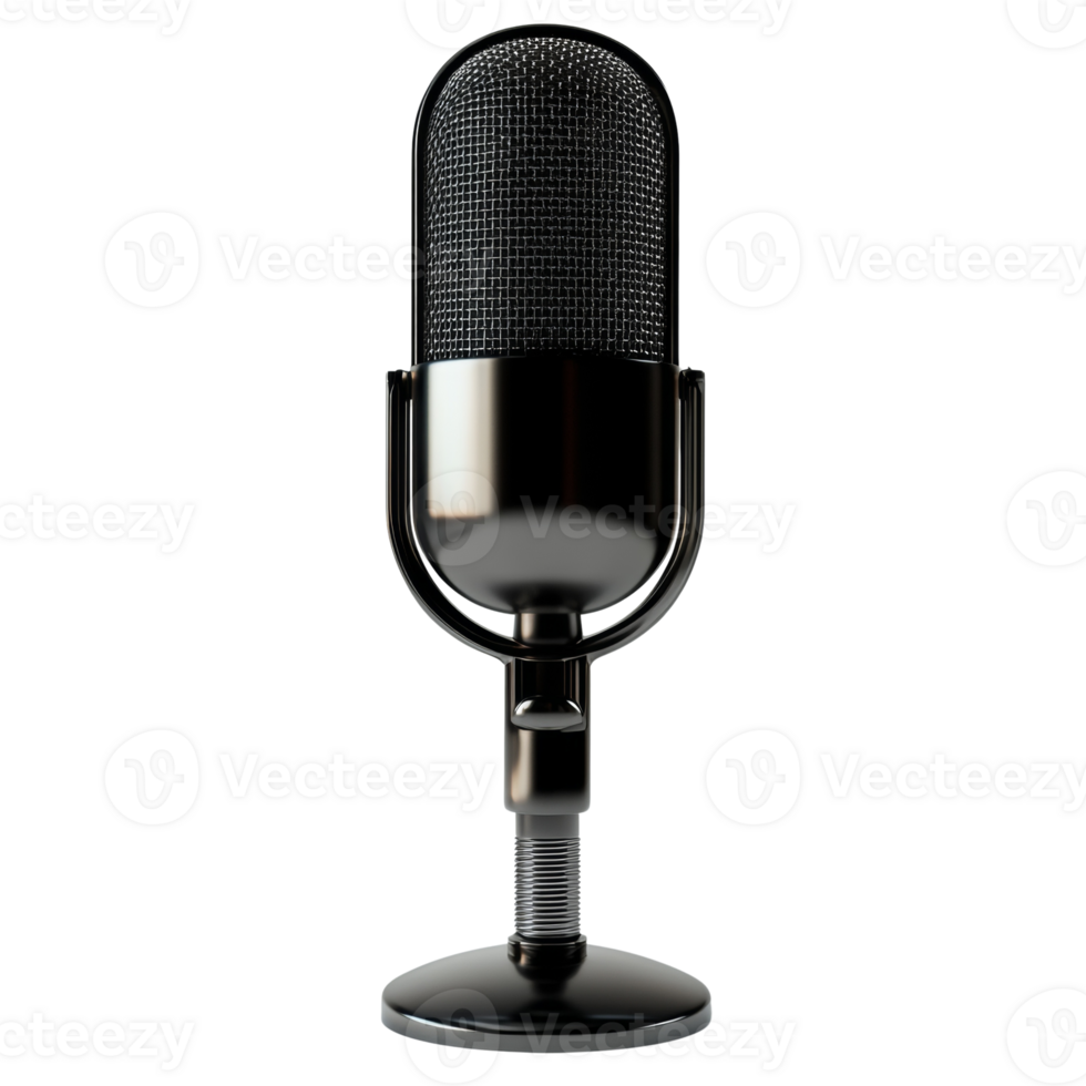Vintage microphone, shining, chrome plated, elegant device for voice amplification png
