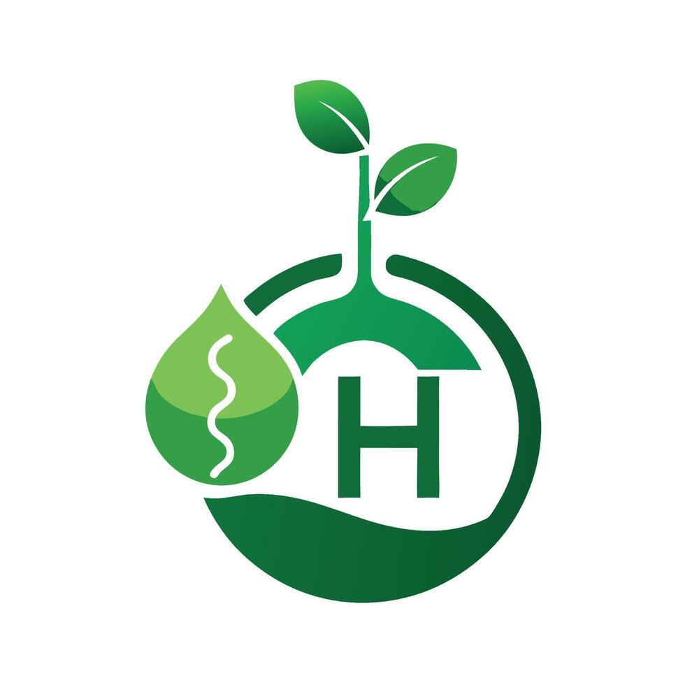 Innovative logo design showcasing a simple concept for a green hydrogen solution emphasizing sustainability and clean energy vector