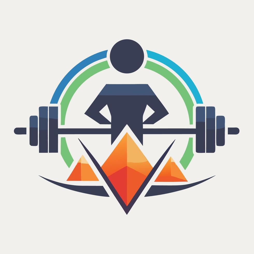 Minimalist logo design for a personalized fitness platform emphasizing strength and health with a vibrant color palette and mountain symbolism vector