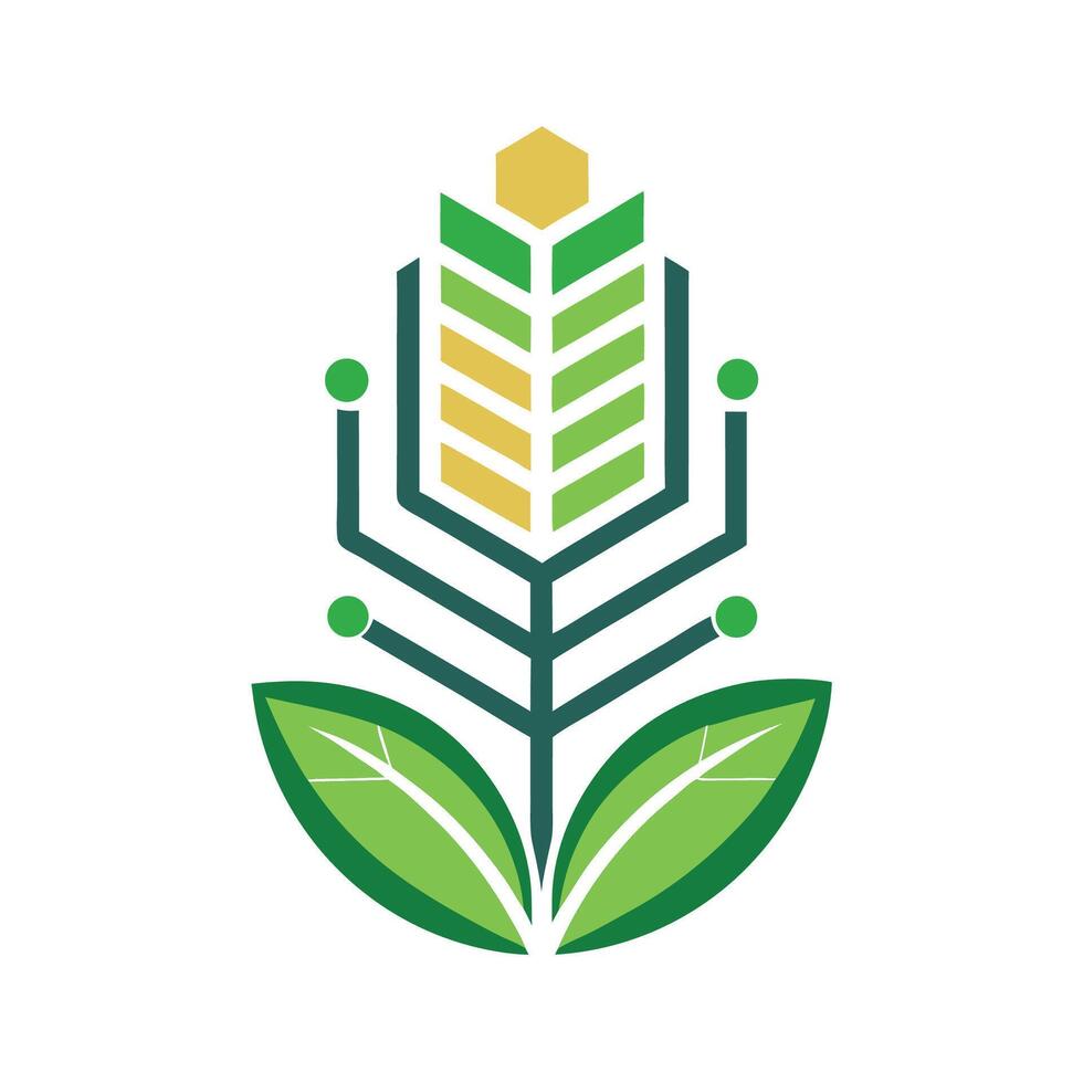 Innovative minimalist logo design representing a vertical farming platform with abstract plant elements and technologyinspired features vector