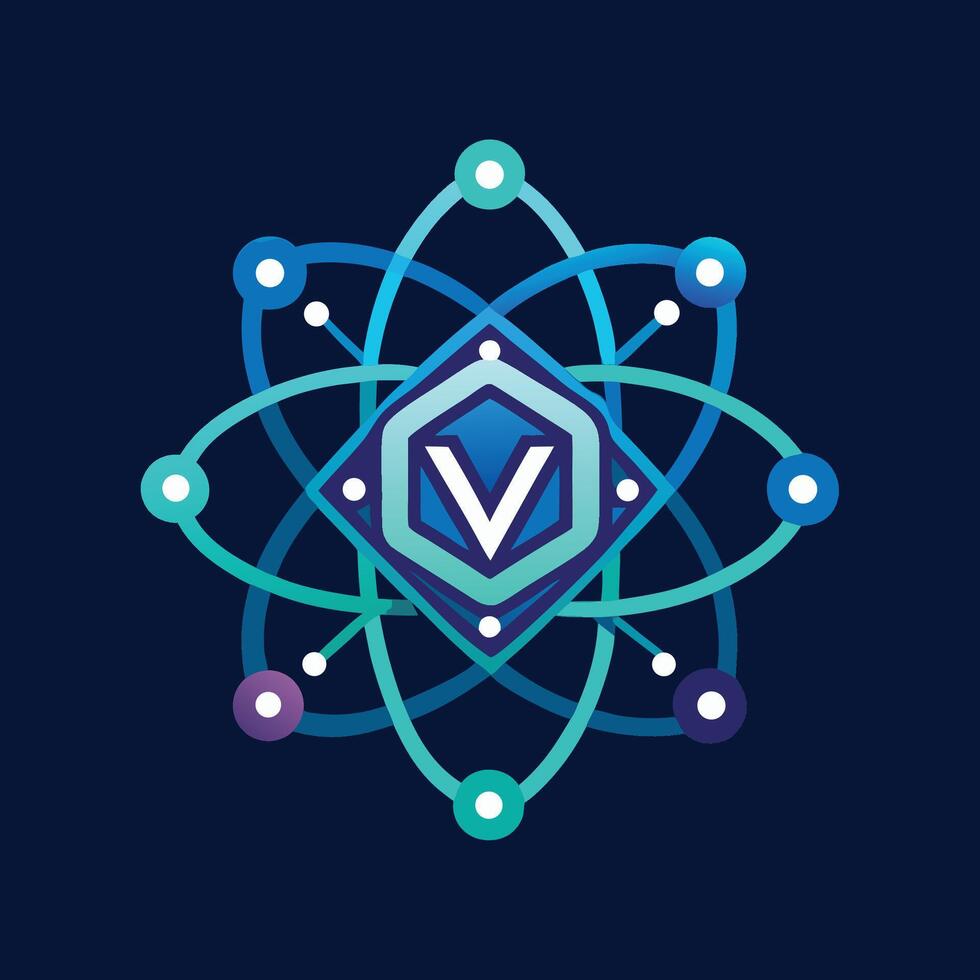 Modern logo representing a quantum computing innovator with intricate design elements reflecting advanced technology and innovation vector