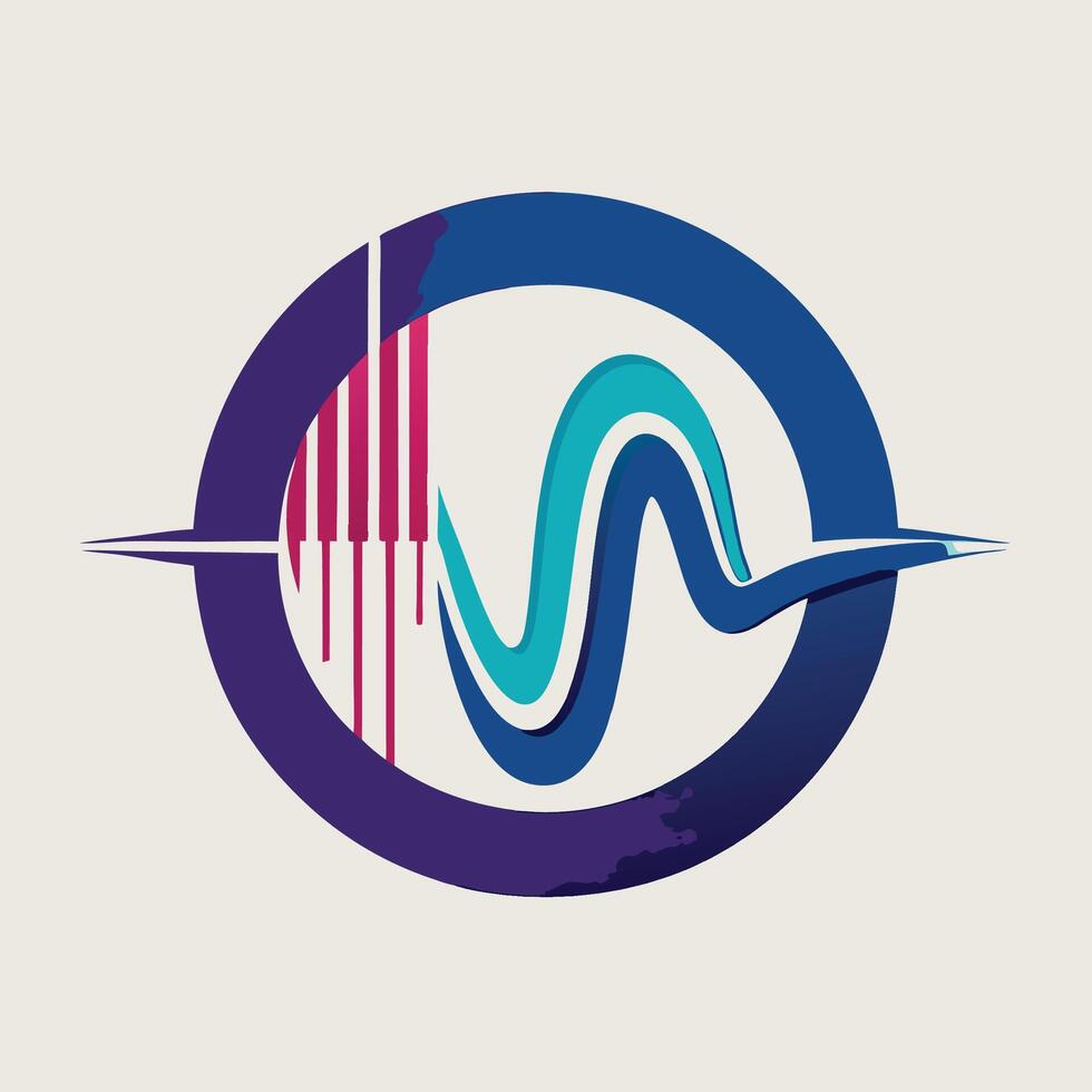 Modern rhythmic minimalist logo depicting sound waves and music elements created for a music label that embodies creativity and innovation in the contemporary music industry vector