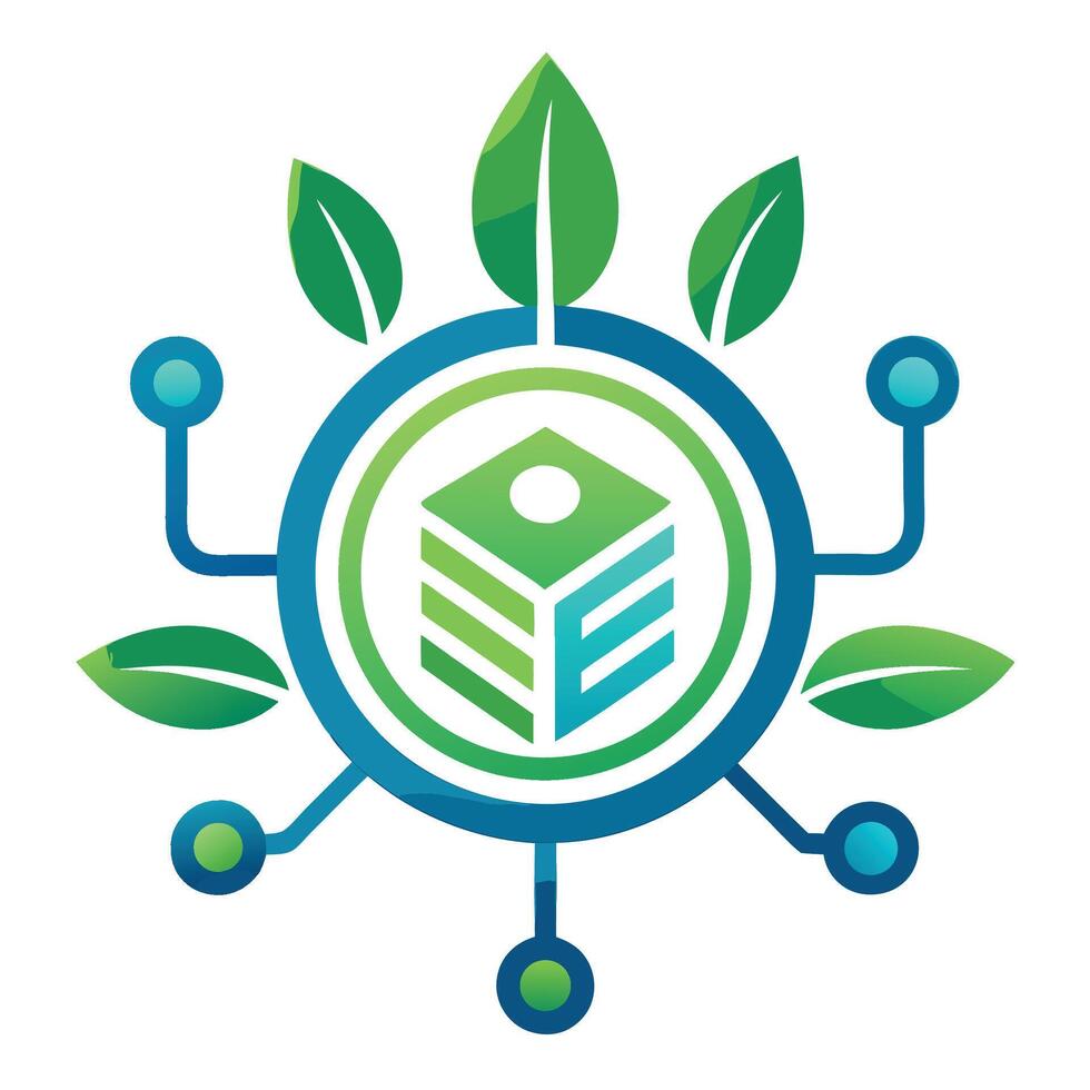 Modern logo designed for biodegradable electronics emphasizing sustainability and ecofriendliness in technology vector