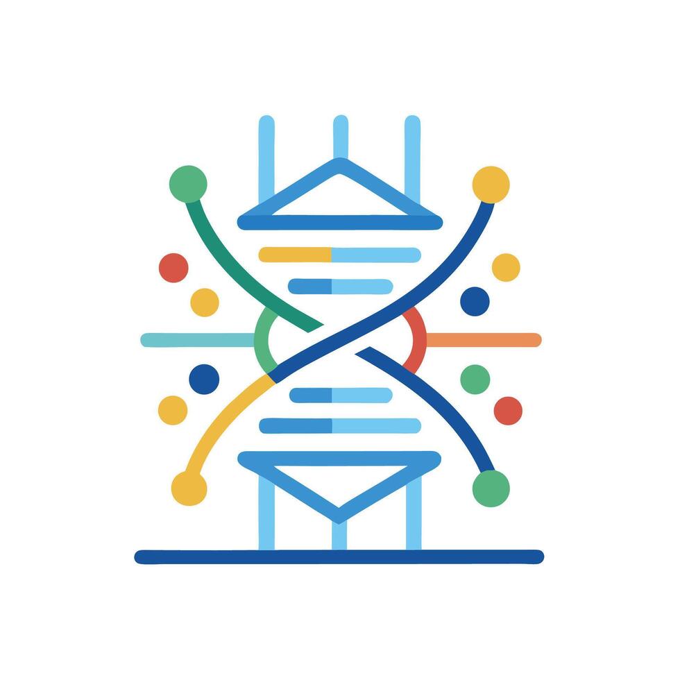 Minimalist logo design representing a DNA storage platform featuring colorful elements and a unique structure for modern biotechnology applications vector