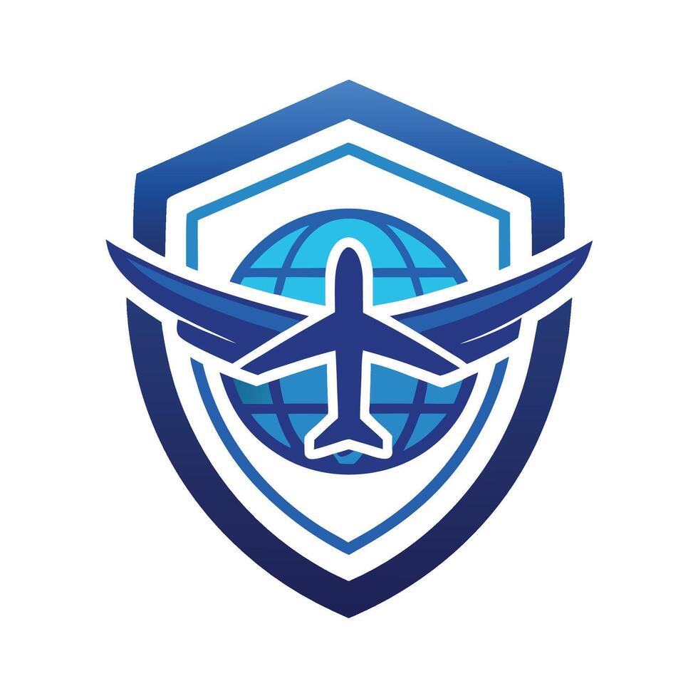 Protective logo representing an aviation safety organization focused on enhancing global air travel security and accident prevention vector