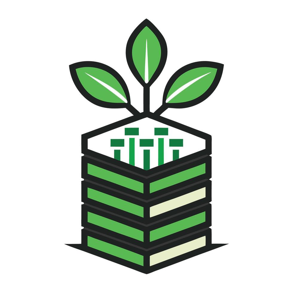 Innovative logo design featuring LED powered indoor vertical gardening system promoting sustainable urban farming solutions vector