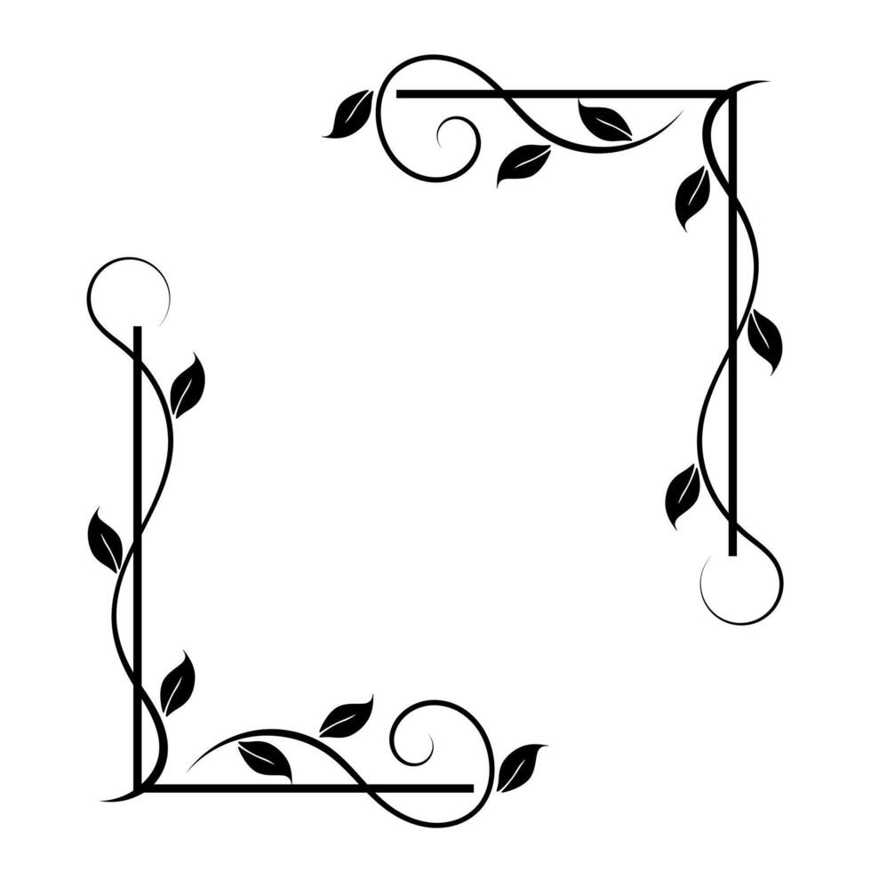 Floral line art corner decoration frame vector