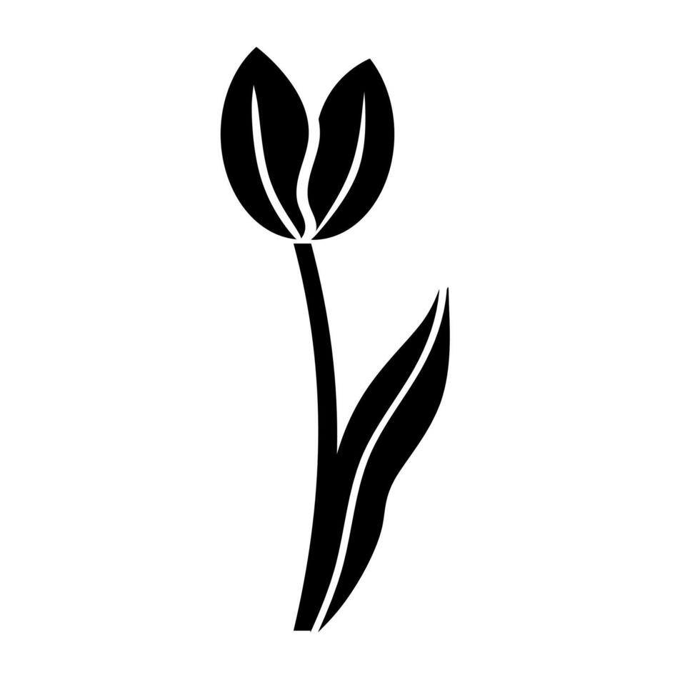 Tulip flower stencil silhouette graphic illustration vector