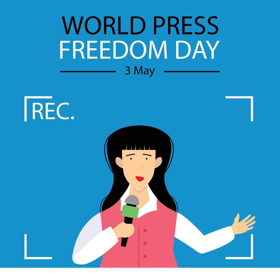 illustration graphic of a reporter is bringing the news, perfect for international day, world press freedom day, celebrate, greeting card, etc. vector