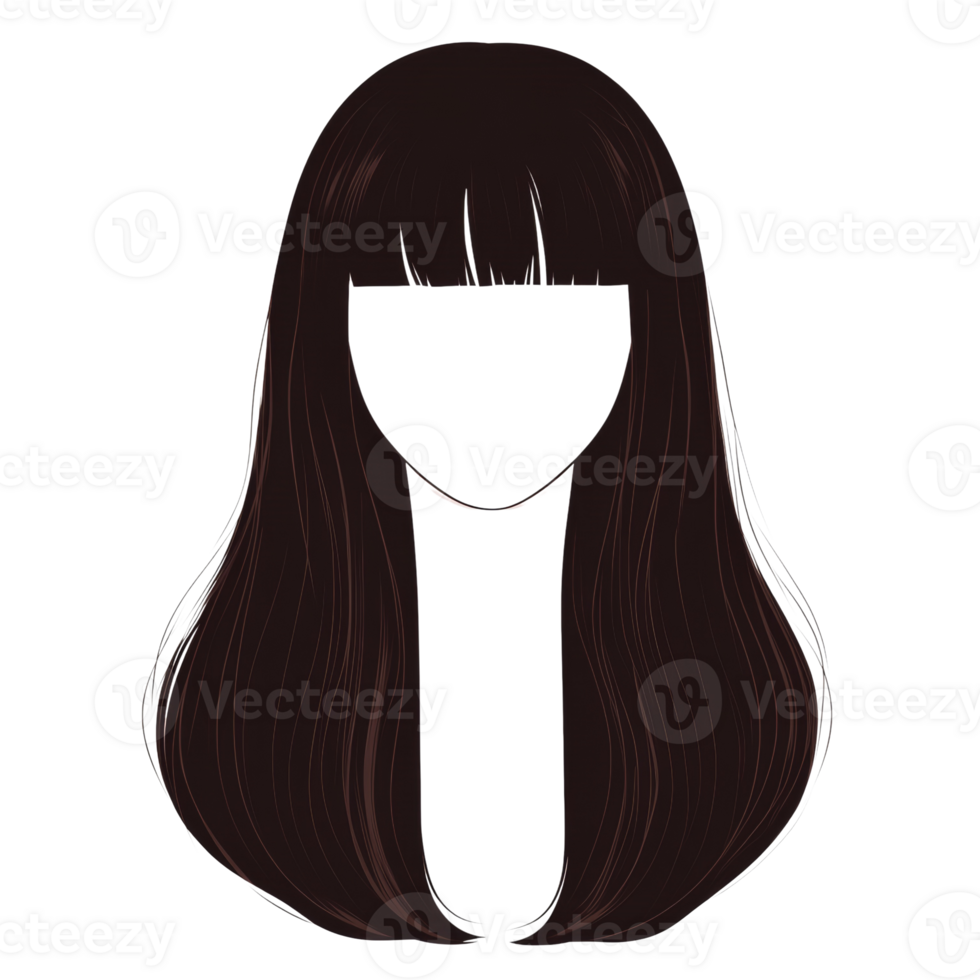Stylized auburn hair illustration floating on transparent background for design projects png