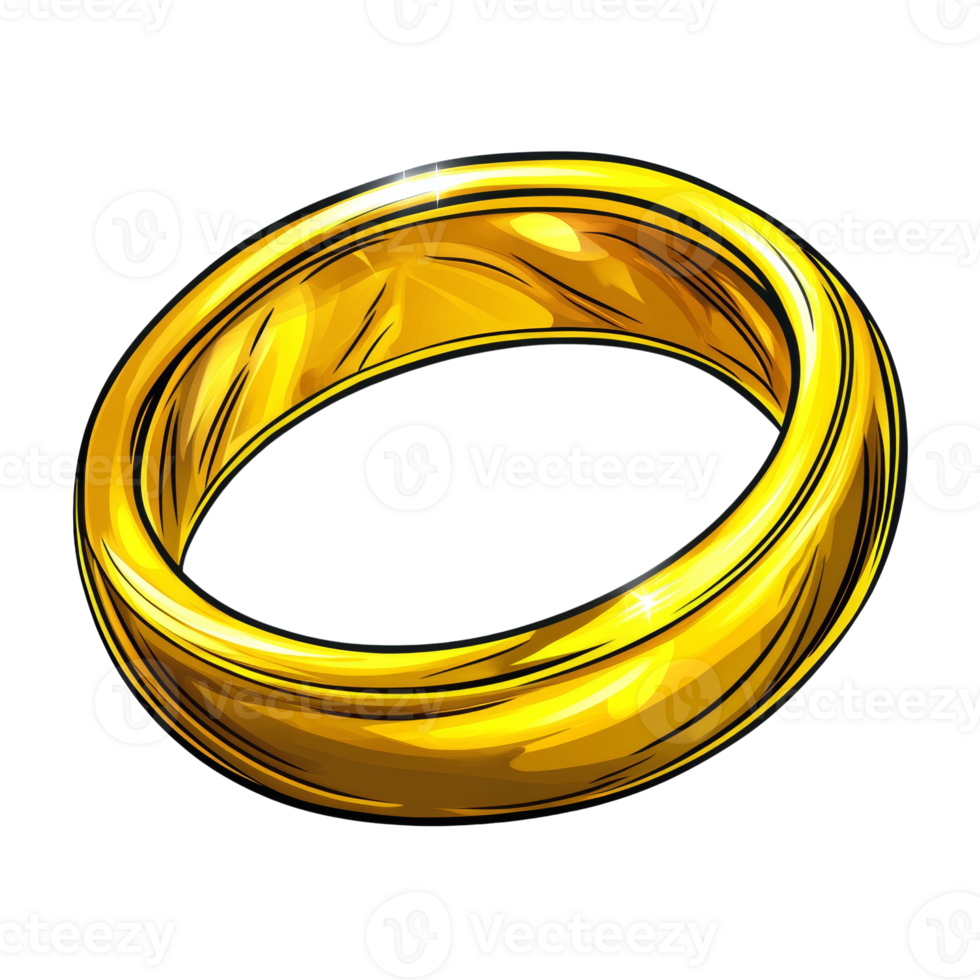 Gleaming Gold Ring Artwork on Transparent Canvas, Exuding Opulence and Luxury png