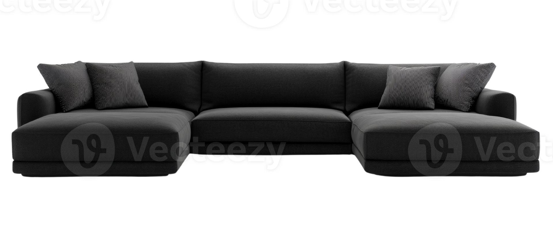 Sophisticated sectional sofa with soft cushions offering luxurious seating, minimalist design with an isolated transparent background png
