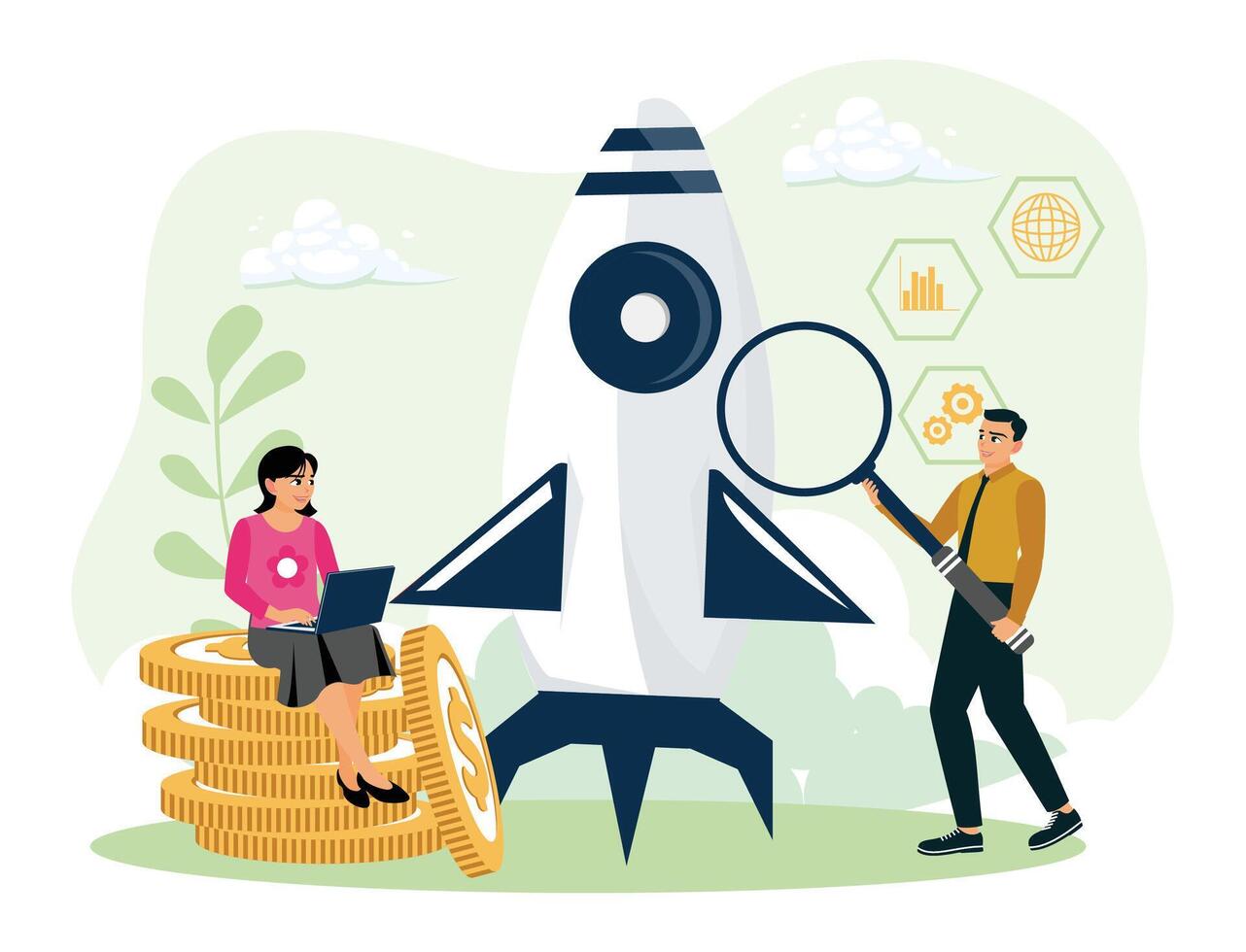 The concept of teamwork and business growth. vector