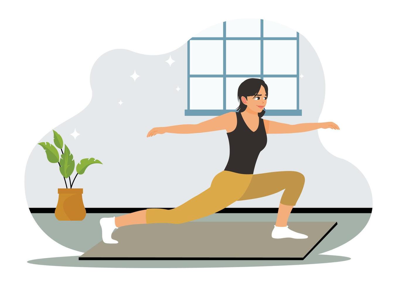 Girl in yoga pose, practicing balance and strength. vector