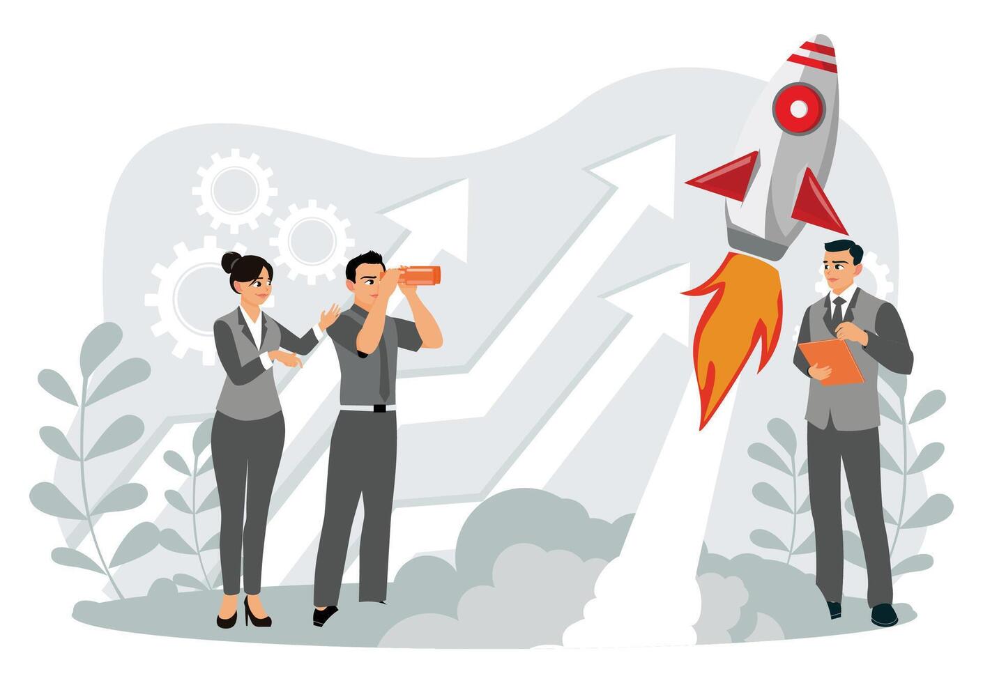 The marketing team starts a dynamic advertising campaign. vector