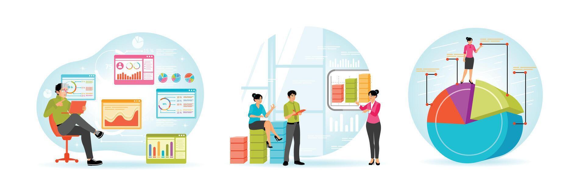 Business data analysis in stylish and professional vector