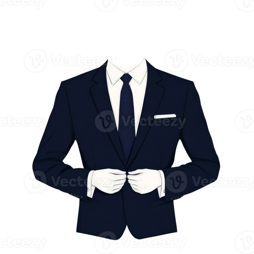 Stylized Suit Illustration with Anonymous Figure on Isolated Background png