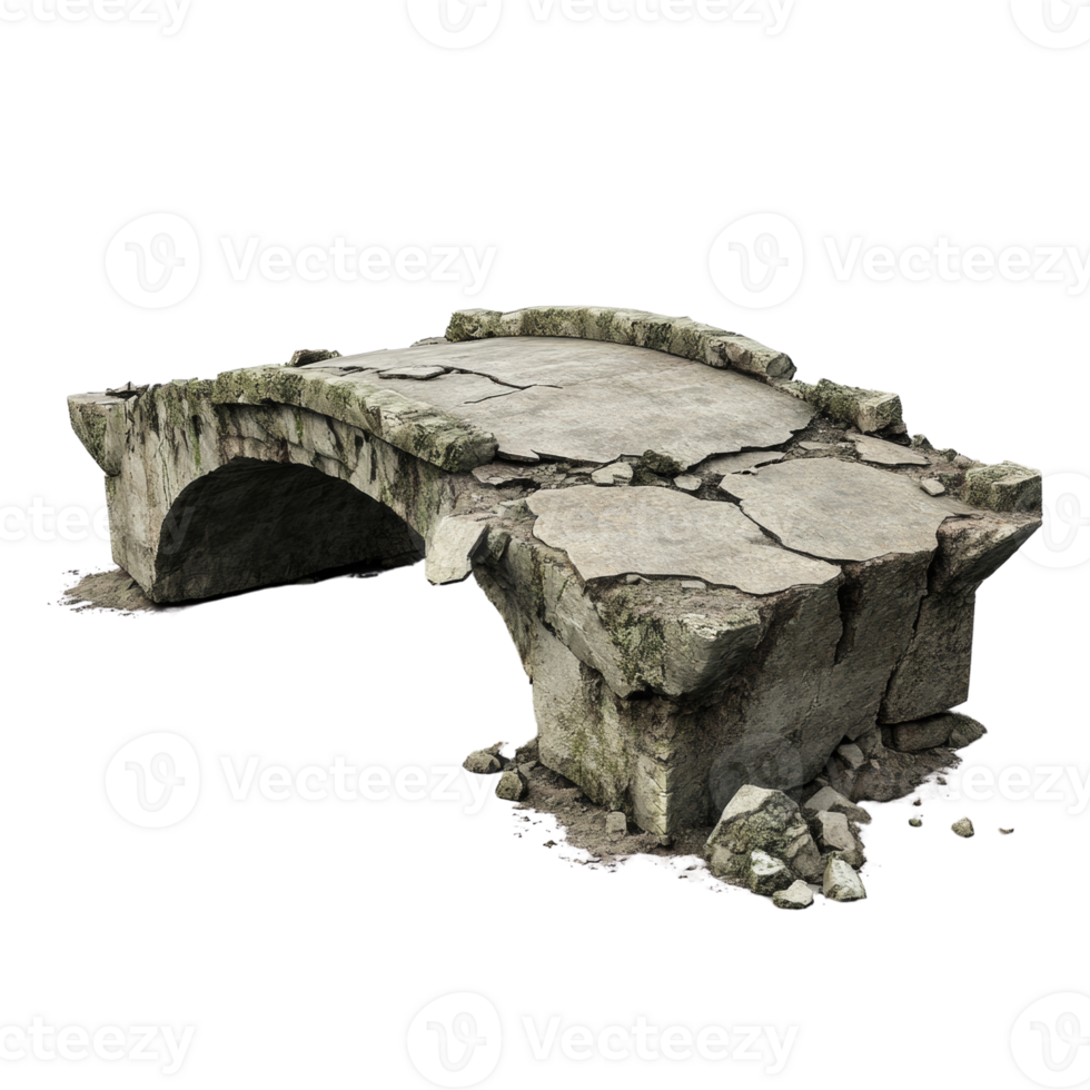 Ancient stone bridge, cracked surface, weathered texture architectural artifact png